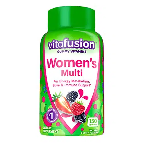 Vitafusion Womens Multivitamin Gummies, Berry Flavored Daily Vitamins for Women With Vitamins A, C, D, E, B and B , Americas Number Gummy Vitamin Brand, Days Supply, Count