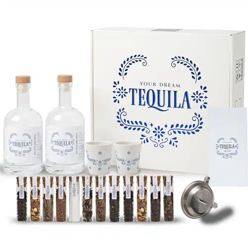 Tequila Gifts for Men   Tequila Making Kit   Tequila Infusion Kit Gift Set with Bottles, Wood Chips, Botanicals,Tequila Set,Tequila Gifts for Women, Bourbon Kit Mens Gift Set 